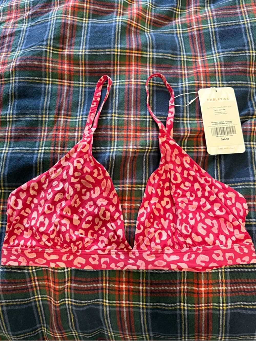 Fabletics Hot Pink & Light Pink Leopard Bralette